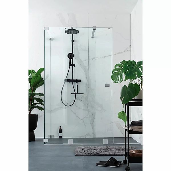 Schöner Wohnen Dusch-Schiebetür Walk-In m. Seitenwand Silbermatt 110x120x20 günstig online kaufen