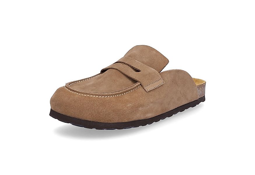 MIDS MIONA Damen Pantolette tan, Velourleder Clog im Mule-Stil mit ergonomi günstig online kaufen