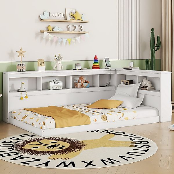 Flieks Kinderbett, Kinderbett Einzelbett 90x200cm mit Ablagefächer und Lade günstig online kaufen