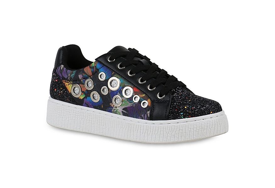 VAN HILL 822913 Plateausneaker Damen Plateau Sneaker Glitzer Freizeit Print günstig online kaufen
