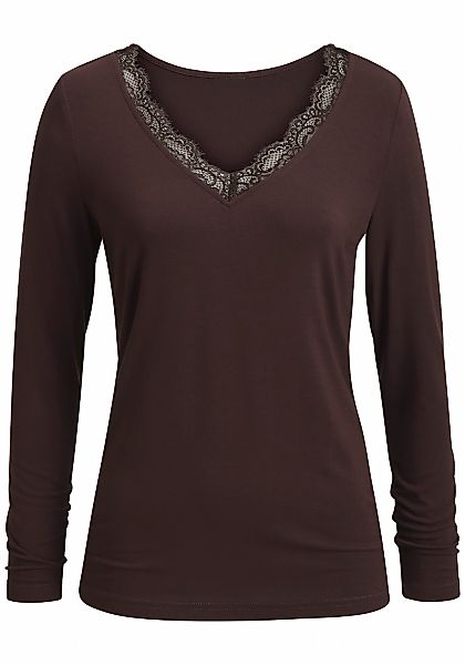 LASCANA Langarmshirt "mit Spitze" aus angenehmer Viskose-Qualität günstig online kaufen