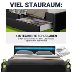 Juskys Polsterbett Lyon, 140x200 cm, ausziehbare günstig online kaufen
