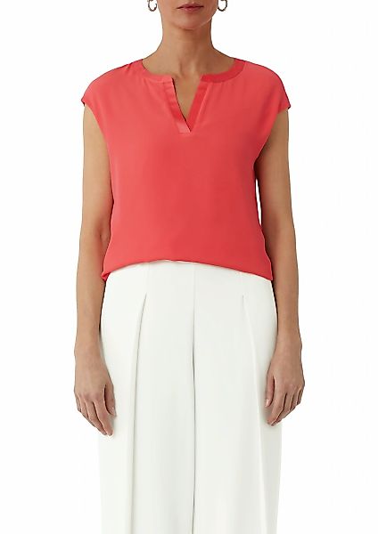 Comma T-Shirt, mit Satin Blende günstig online kaufen