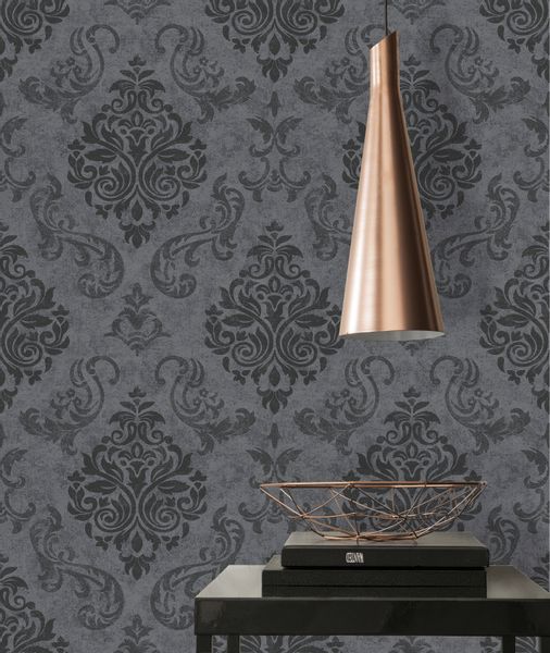 Livingwalls Tapete Barockmuster Schwarz Silber und Grau 53 cm x 10,05 m AS- günstig online kaufen