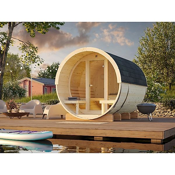 Palmako Sauna Anita mit Glaswand Naturbelassen 220 cm x 290 cm günstig online kaufen