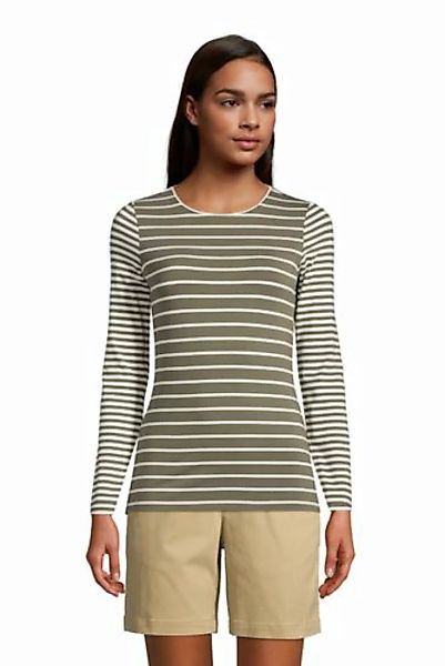 Shirt aus Baumwoll/Modalmix Gestreift, Damen, Größe: L Normal, Grün, by Lan günstig online kaufen