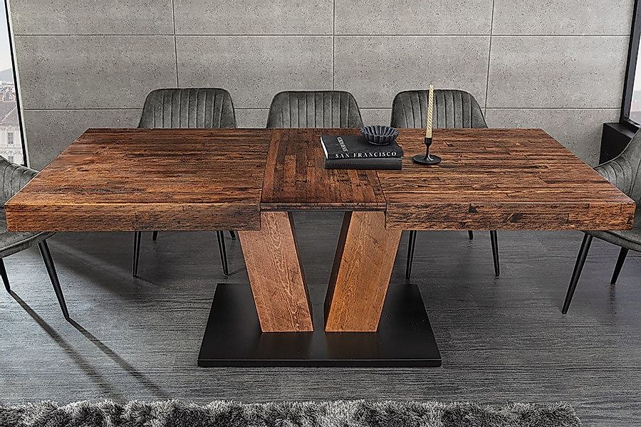 riess-ambiente Esstisch RANCHO 160-200cm natur/schwarz - Pinienholz, V-Gest günstig online kaufen