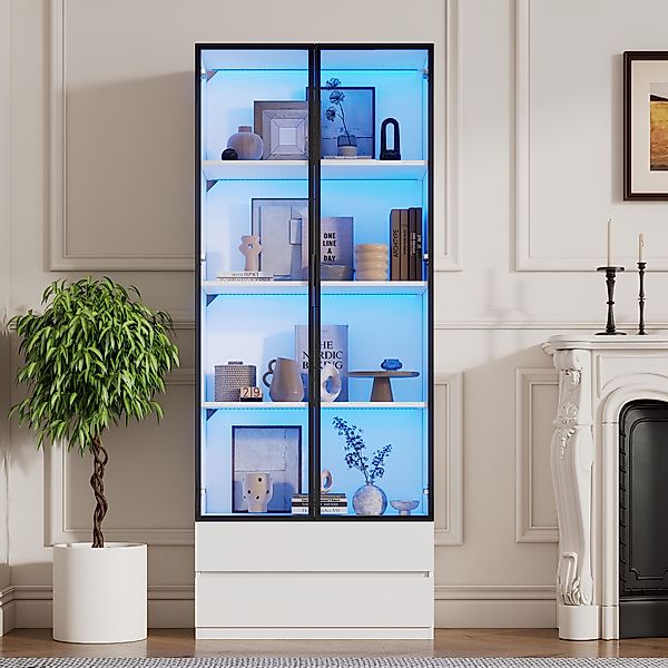 REDOM Vitrine mit App-gesteuerter LED-Beleuchtung (Bücherregal, günstig online kaufen