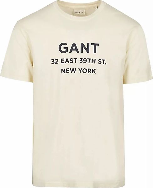 Gant T-shirt Graphic Logo Ecru - Größe M günstig online kaufen