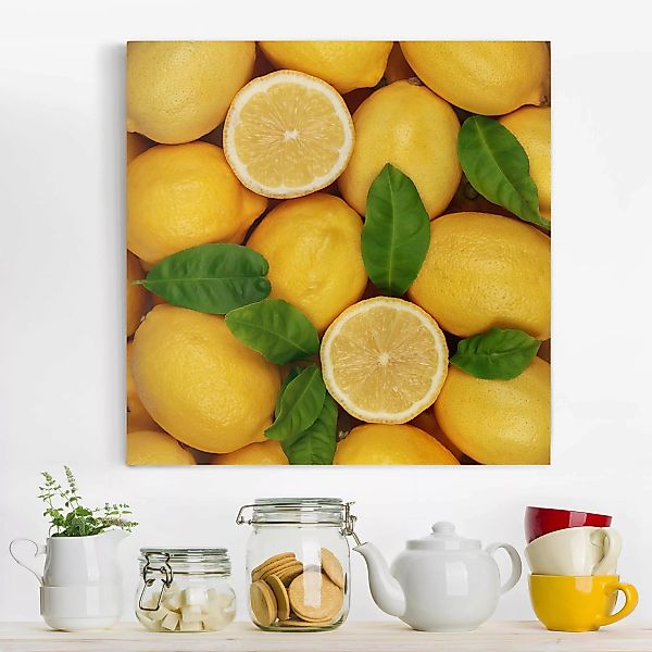 Leinwandbild Küche - Quadrat Saftige Zitronen günstig online kaufen