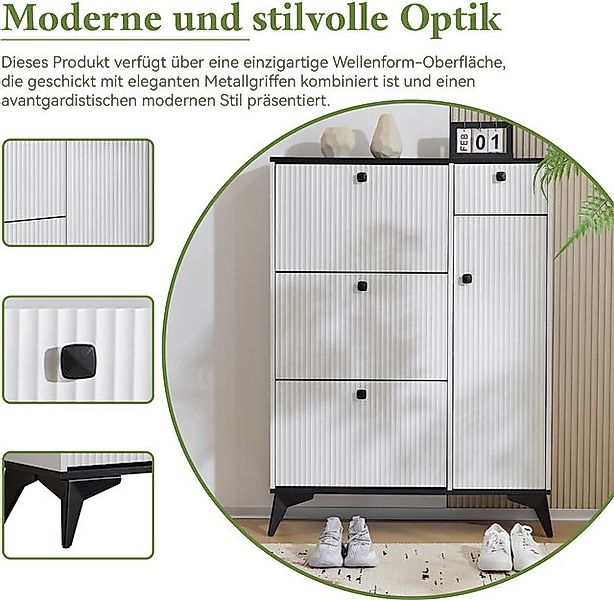 Merax Schuhschrank mit 3 Klappen Schuhregal mit Tür und Schublade,Sideboard günstig online kaufen