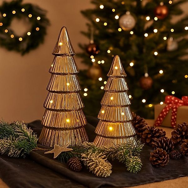 Online-Fuchs LED-Dekofigur - 2 goldene Tannenbäume günstig online kaufen