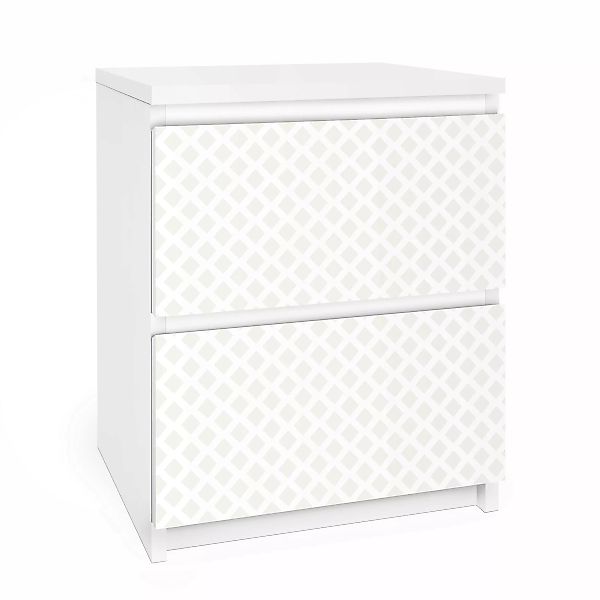 Möbelfolie für IKEA Malm Kommode 2 Schubladen Rautengitter hellbeige günstig online kaufen