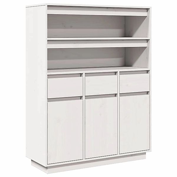 vidaXL Highboard Weiß 89x34x116,5 cm Massivholz Kiefer 861112 günstig online kaufen