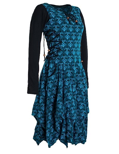 Vishes Jerseykleid Jersey-Kleid Blumenkleid Schnürung V-Ausschnitt günstig online kaufen