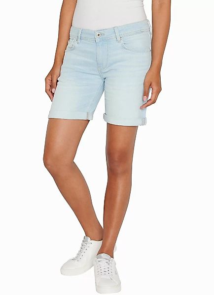 Pepe Jeans Damen Short SLIM SHORT MW - Slim Fit - Blau- Light Blue Denim günstig online kaufen