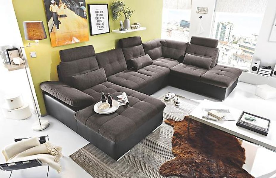 ED EXCITING DESIGN Wohnlandschaft "Jakarta U-Form mit Bettfunktion, Bettkas günstig online kaufen