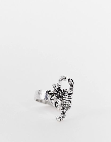 ASOS DESIGN – Silberfarbener Ring mit Skorpion-Design günstig online kaufen
