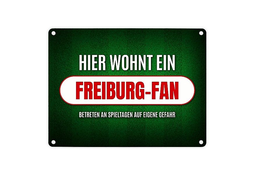 speecheese Metallschild Hier wohnt ein Freiburg Fan Metallschild mit Rasen günstig online kaufen