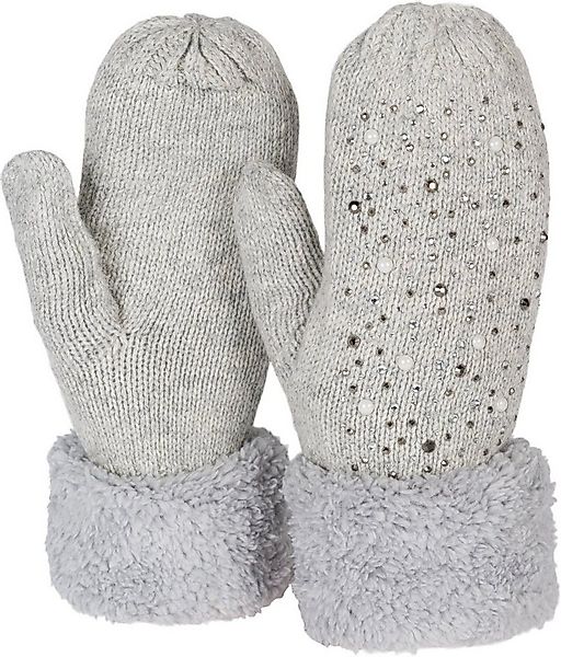 styleBREAKER Fäustlinge Strickhandschuhe Fäustlinge mit Strass und Perlen ( günstig online kaufen
