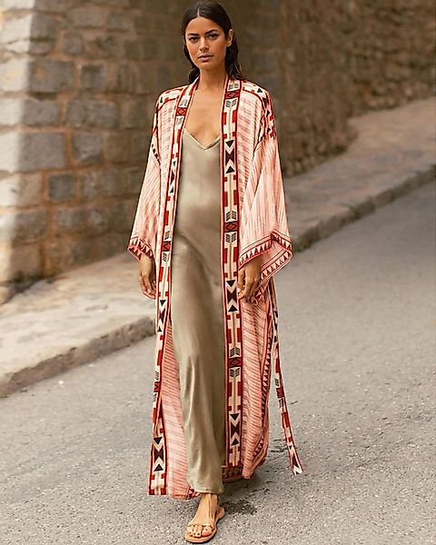 RWEUOQ Kimono Böhmische Kimono-Langarm-Strickjacke Strand Badeanzug, günstig online kaufen
