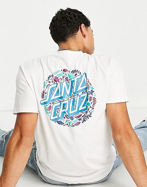 Santa Cruz – T-Shirt in Weiß mit rundem Laub-Print günstig online kaufen