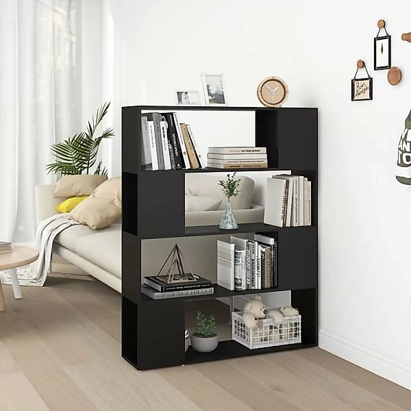 Bücherregal Raumteiler Schwarz 100x24x124 Cm günstig online kaufen