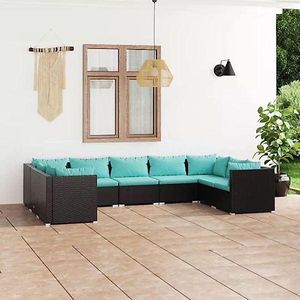 Vidaxl 9-tlg. Garten-lounge-set Mit Kissen Poly Rattan Schwarz günstig online kaufen