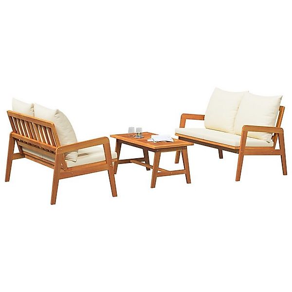 vidaXL Loungesofa Set aus 2 Cremeweiß nholz, 100% Polyester Standard, 2 Tei günstig online kaufen