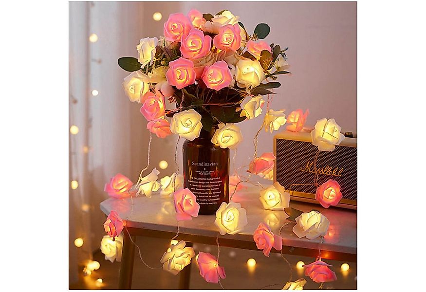 Qualra LED-Lichterkette Deko Rosen Lichterkette Blumen 20LED 3M für Innen Z günstig online kaufen