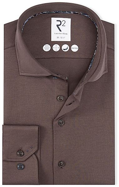 R2 Hemd Dobby Travel Shirt Braun - Größe 39 günstig online kaufen