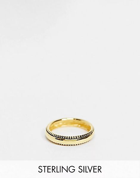 ASOS DESIGN – Flacher Ring aus Sterlingsilber mit strukturierter Kante in G günstig online kaufen