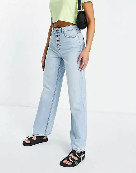Only – Melly – Jeans mit weitem Bein und auffälligen Knöpfen in Hellblau günstig online kaufen