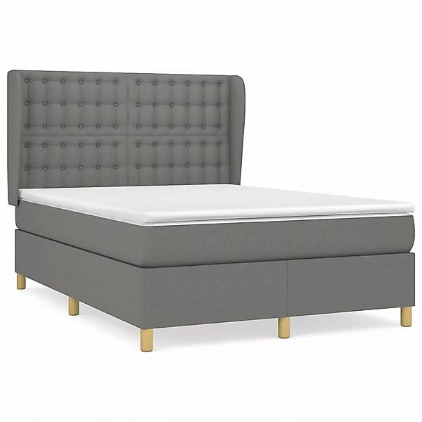 Vidaxl Boxspringbett Mit Matratze Dunkelgrau 140x200 Cm Stoff günstig online kaufen