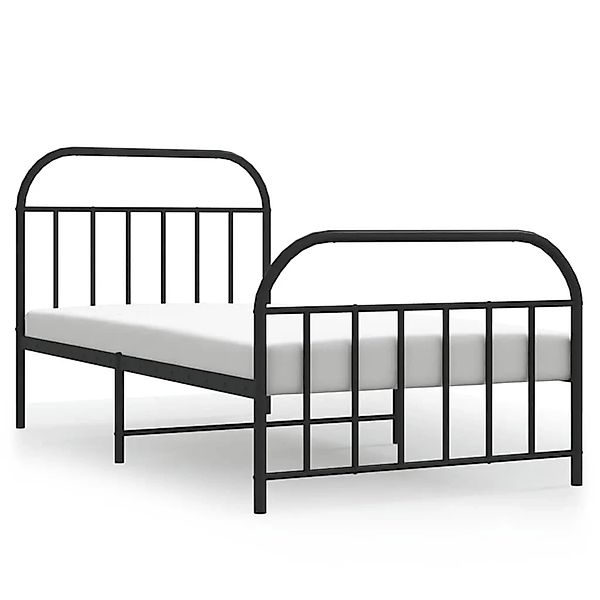 vidaXL Bettgestell mit Kopf- und Fußteil Metall Schwarz 100x190 cm 353647 günstig online kaufen