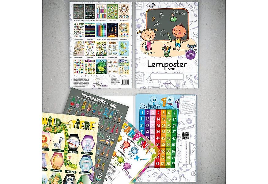 Sunnywall Poster Lernposter Set + Bonus, Grundschule Lesen Schreiben ABC Re günstig online kaufen