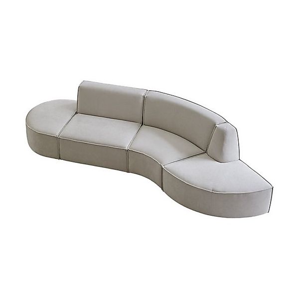 Tikamoon Sofa Dario Modul-Sitzbank mit beigefarbenem Stoffbezug, 4-Sitzer günstig online kaufen