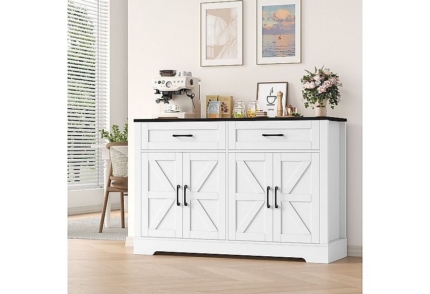 HOMECHO Buffet 120cm Küchenschrank mit 2 Schubladen 4 Türen günstig online kaufen