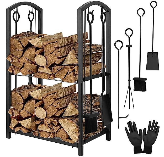 Melko Kaminholzregal Brennholzregal Metall inkl. Kaminbesteck Kaminholzstän günstig online kaufen