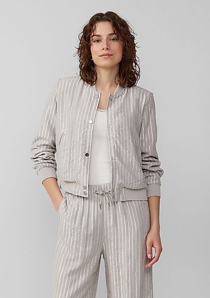 QS Outdoorjacke Leinenmix-Blouson mit Glitzerstreifen günstig online kaufen