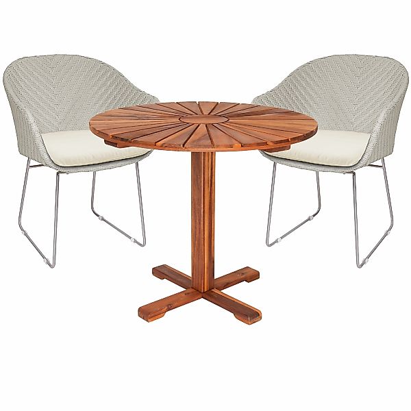 Polyrattan Garten-Sitzgruppe Monza 3-tlg Creme/Creme günstig online kaufen