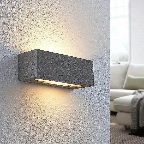 Lindby Wandlampe Nellie, grau, Beton, 21,8 cm breit günstig online kaufen