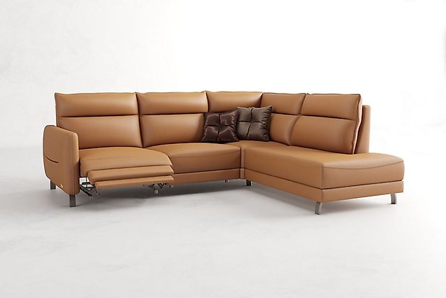 moebeloutlet.de Ecksofa Ecksofa Leder Rom Taupe / Links, Elektrische Relaxf günstig online kaufen