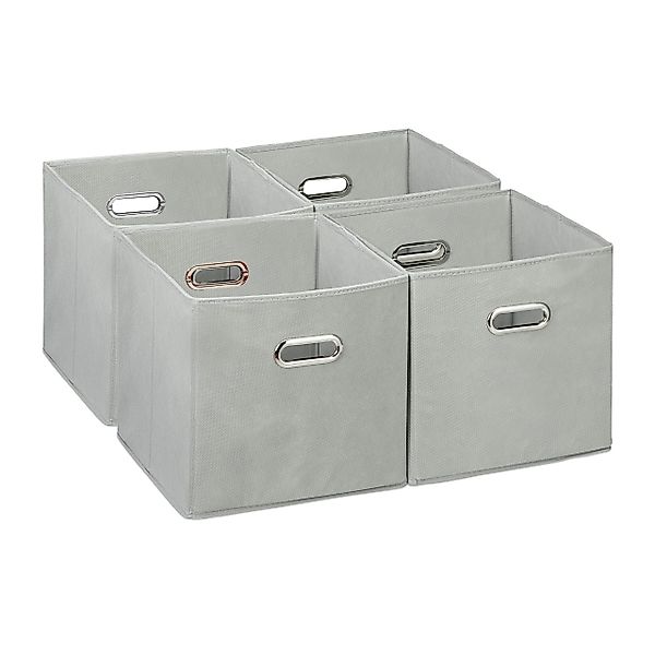 relaxdays Aufbewahrungsbox im 4er Set, Grau günstig online kaufen