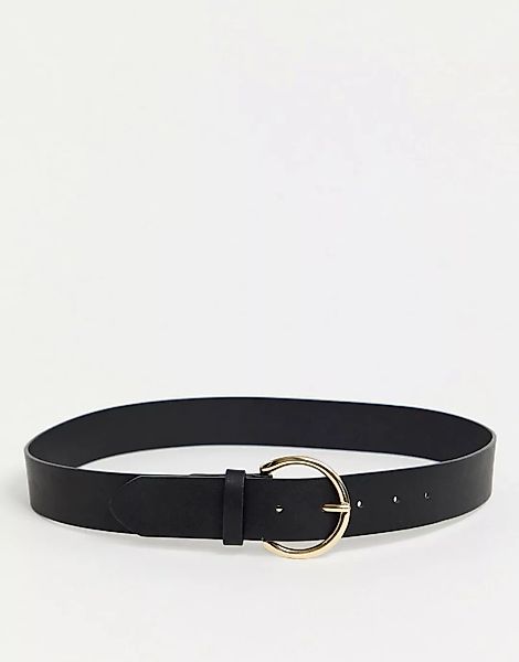 Glamorous – Schwarzer Gürtel mit minimalistischer, runder Goldschnalle günstig online kaufen