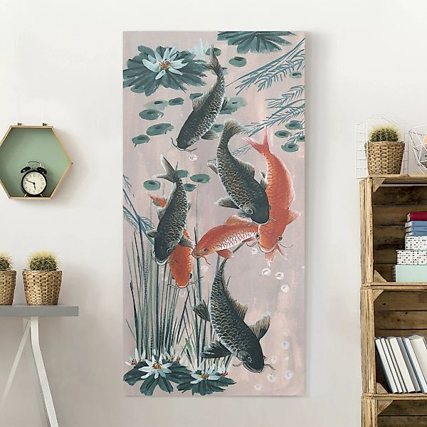 Leinwandbild Asiatische Malerei Kois im Teich II günstig online kaufen