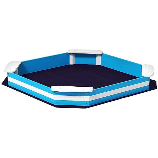 AIYAPLAY Sandkasten 133 x 108 cm Sandkiste aus Holz Sandbox mit Sitzbank günstig online kaufen