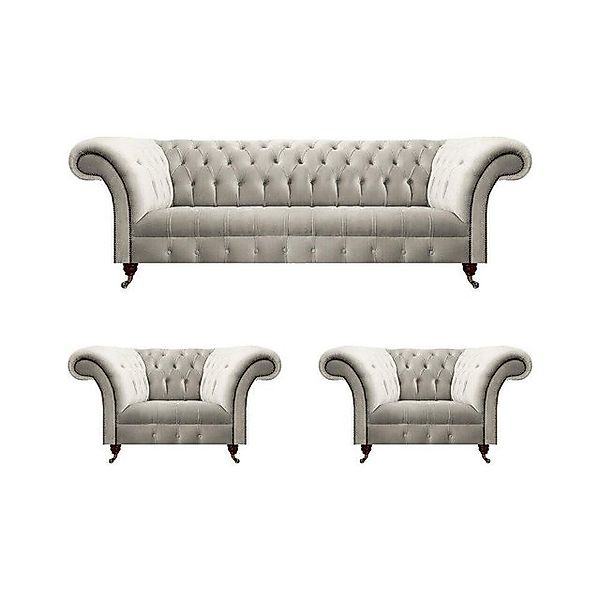 JVmoebel Chesterfield-Sofa Komplett Chesterfield 2x Sessel Wohnzimmer Sofa günstig online kaufen