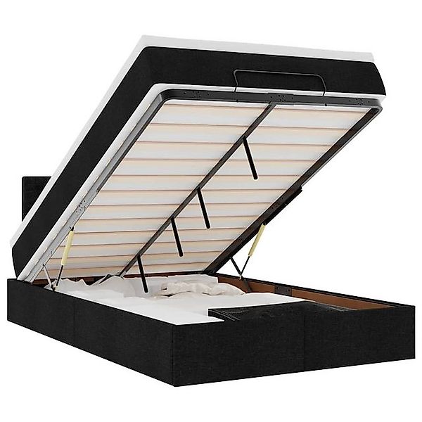 vidaXL Bett, Ottomane Bett mit Matratze & LEDs Schwarz 120x190 cm Stoff günstig online kaufen