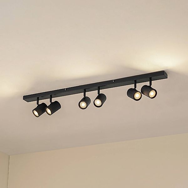 Lindby Deckenspots Kardis, dunkelgrau, 6-flg., Metall, GU10 günstig online kaufen